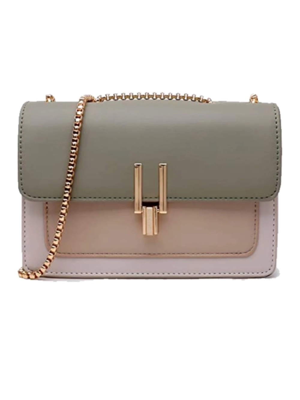 Small Shoulder Chain Bag Color Block Crossbody Purse Square Flap Leather Handbag
